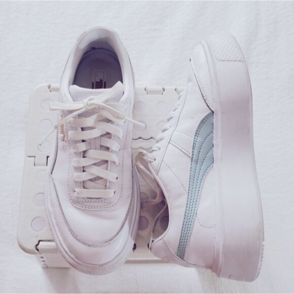 PUMA OSLO MAJA White + Mint Blue Platform Sneakers - Picture 2 of 16